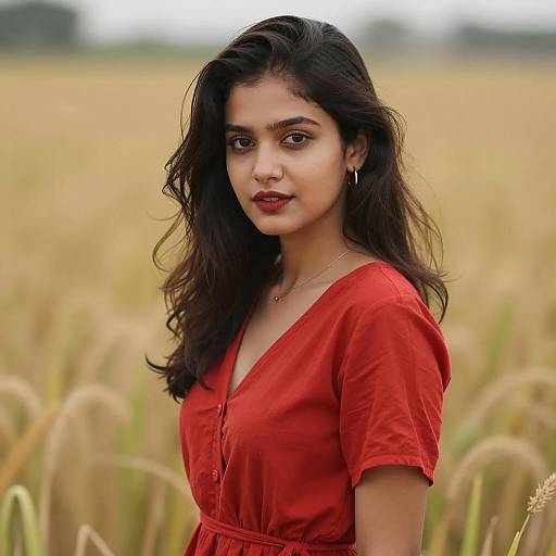 Radiant Woman in Golden Field