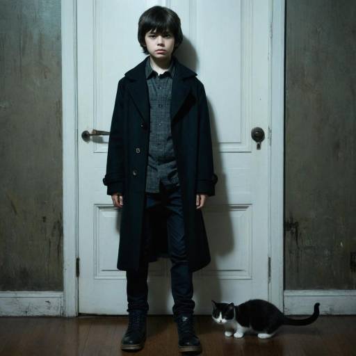 Dark Themed Boy with Cat Portrait