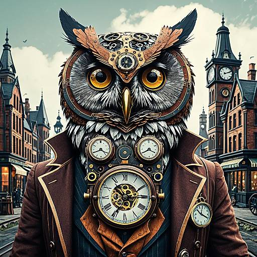 Steampunk Owl with Victorian Clockworks
