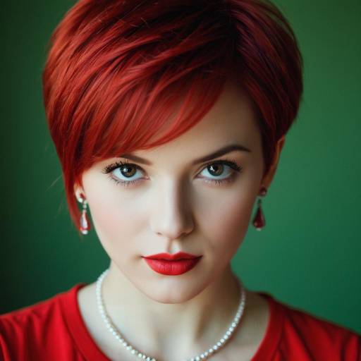 Portrait of young woman with bright red hair