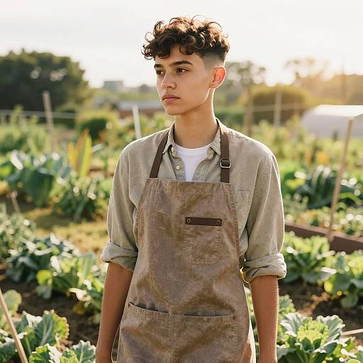 Young Woman Gardener with Skin Fade Hairstyle