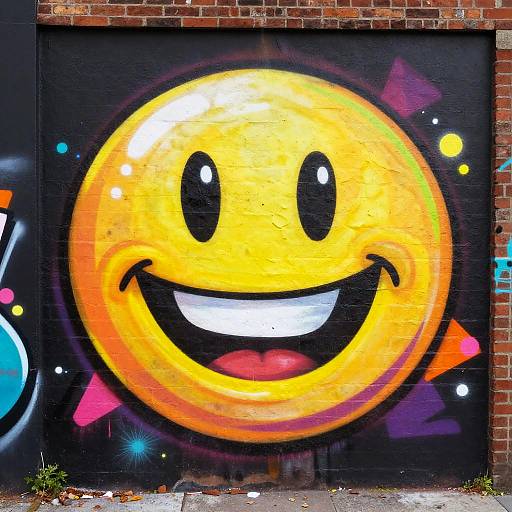 Neon Happyface Graffiti Art