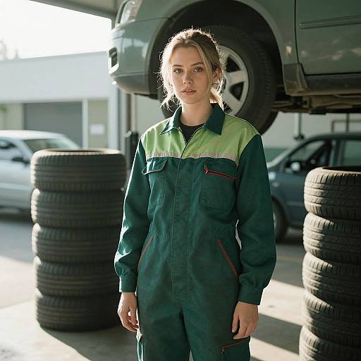 Confident Woman Mechanic in Workshop