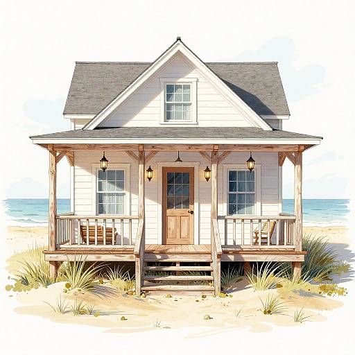 Inviting Beach House Front View Drawing