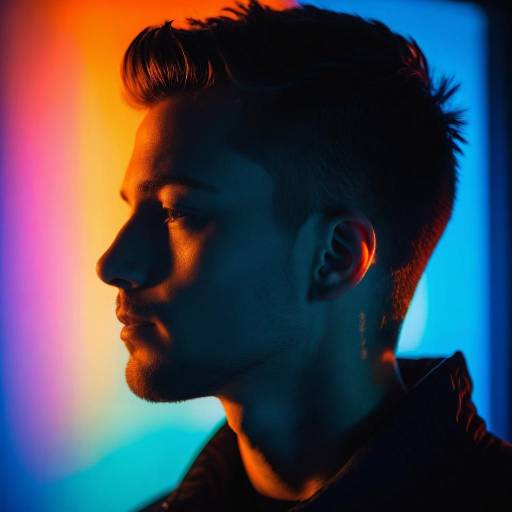 Vibrant Neon Portrait of a Young Man