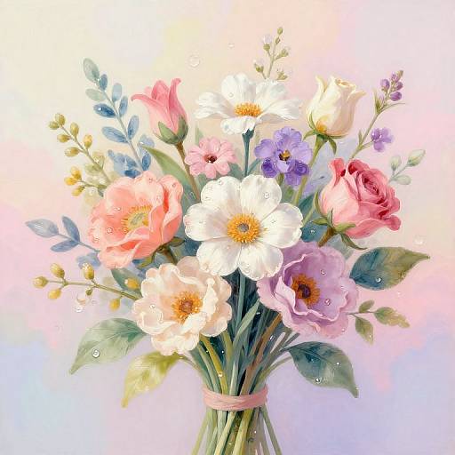 Whimsical Birth Flower Bouquet Art