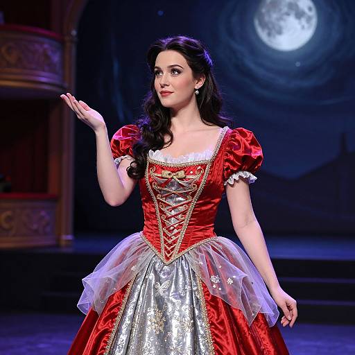 Elegant Cinderella Woman on Moonlit Stage