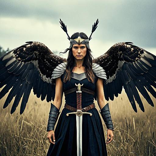 Woman with Hawk Wings and Sword