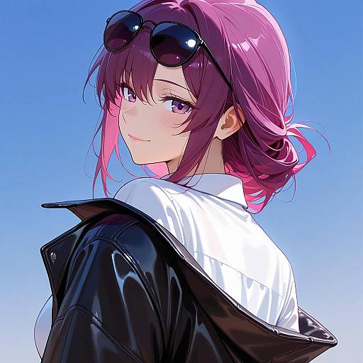 Smiling Girl with Sunglasses on Head