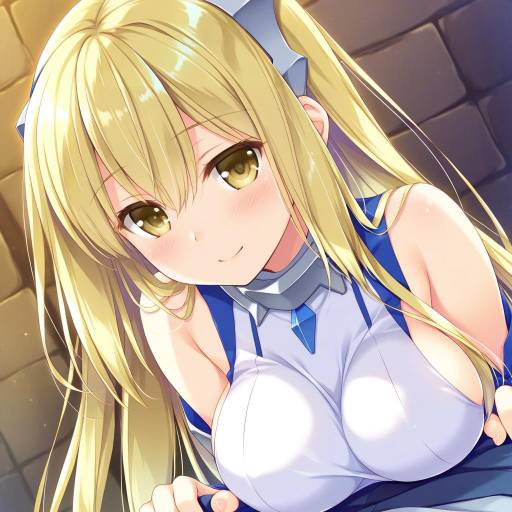 Illustration of Aiz wallenstein, dungeon ni deai wo motomeru no wa machigatteiru darou ka in the style of Ameto yuki