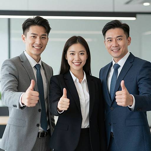 Confident Business Team Thumbs-Up