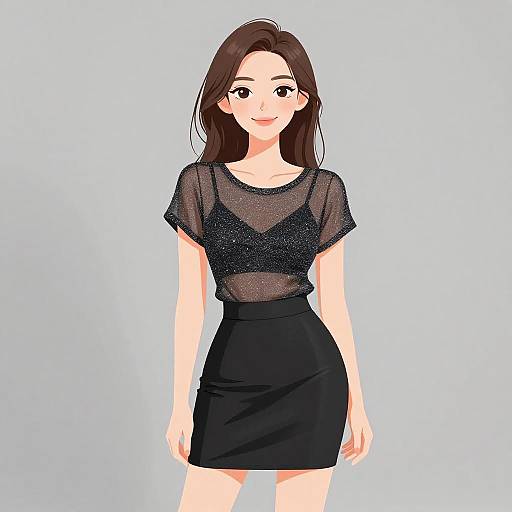 Smiling Woman in Casual Metallic Knit