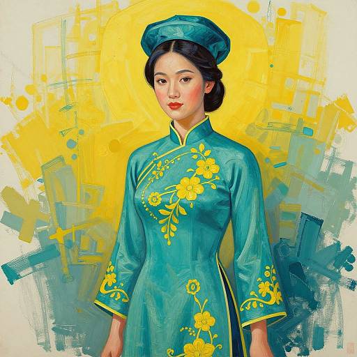 Picasso-Style Vietnamese Ao Dai Portrait