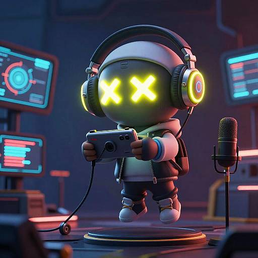 Futuristic 3D Neon Character Streaming in Cyberpunk Setting