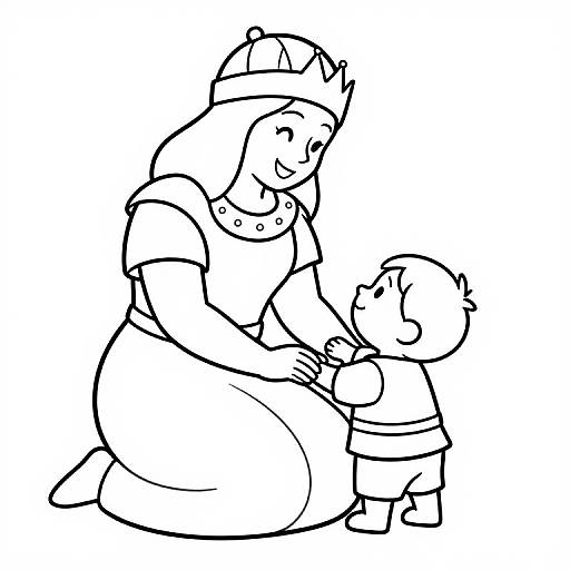 Viking Mother and Son Coloring Page