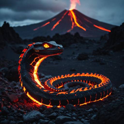 Lava Serpent in Volcanic Landscape