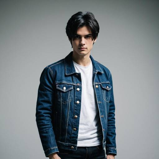 Young Man in Casual Denim Jacket and White T-Shirt