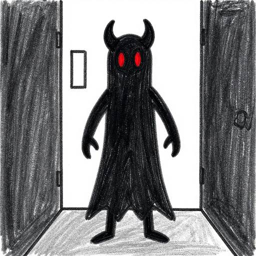 Child's Crayon Drawing of Shadow Demon