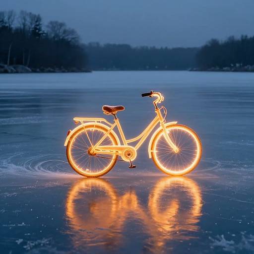 Luminous Bicycle on Frosted Lake