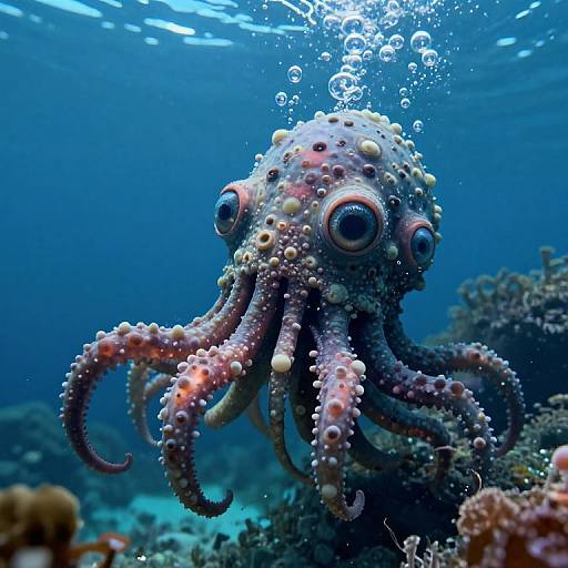 Detailed Multi-Eyed Underwater Sea Monster