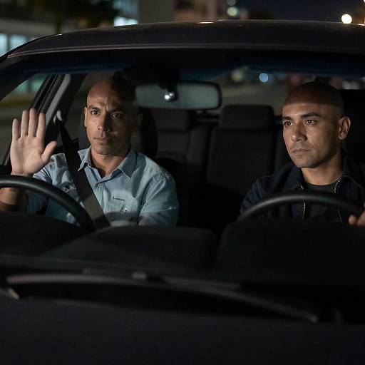 Night Drive: Two Bald Men Inside