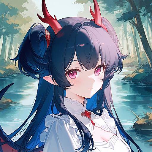 Dragon Girl in Forest Close-Up