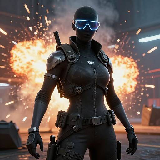 Black Fortnite Skin in Explosive Battle