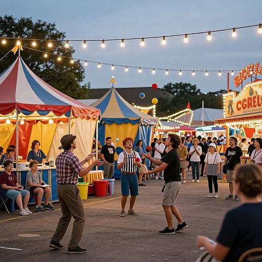 Whimsical Vaudeville Street Fair Scene