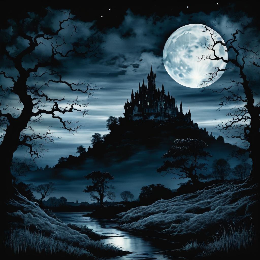 Moonlit Castle with a Mysterious Cyclops