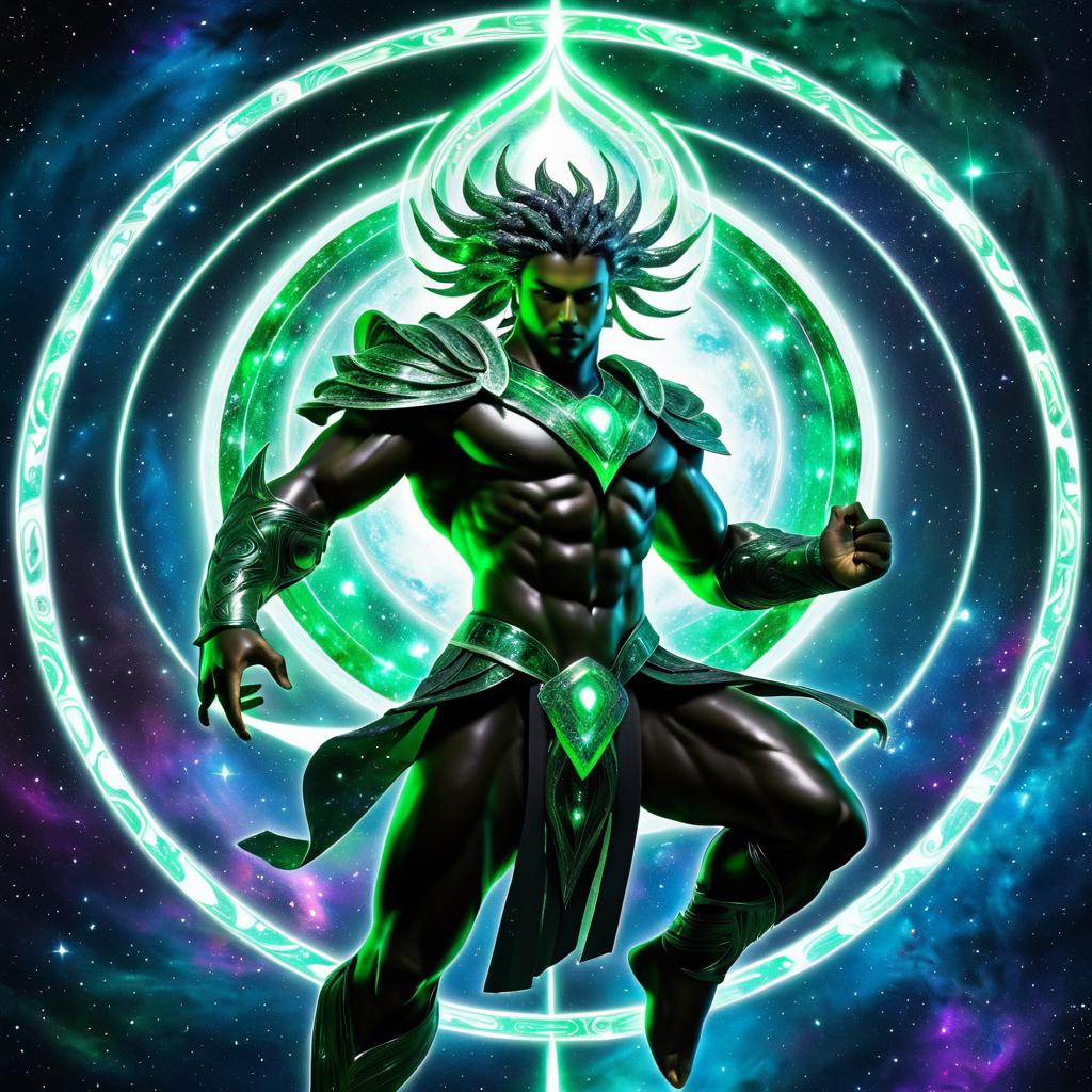 Celestial Warrior in Cosmic Spiral