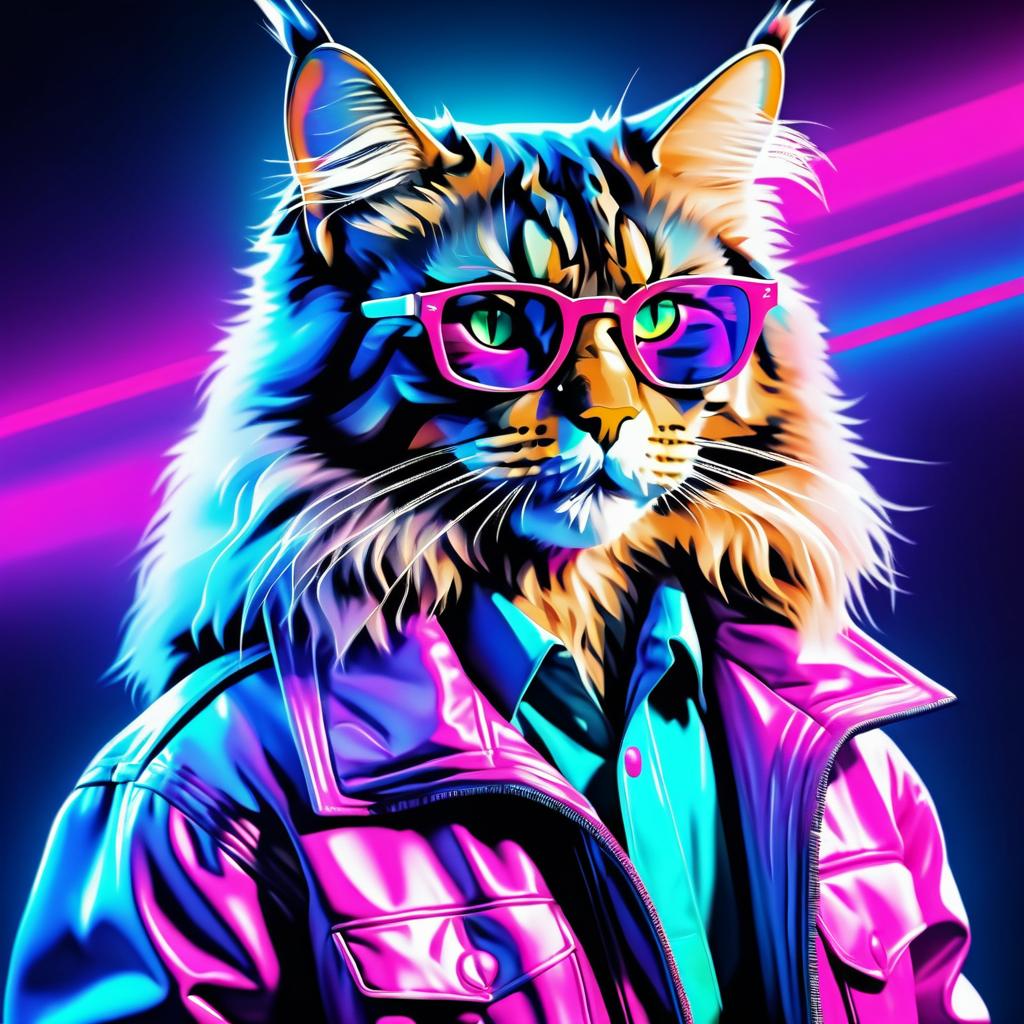 Retro Sci-Fi Maine Coon Cat Aesthetic