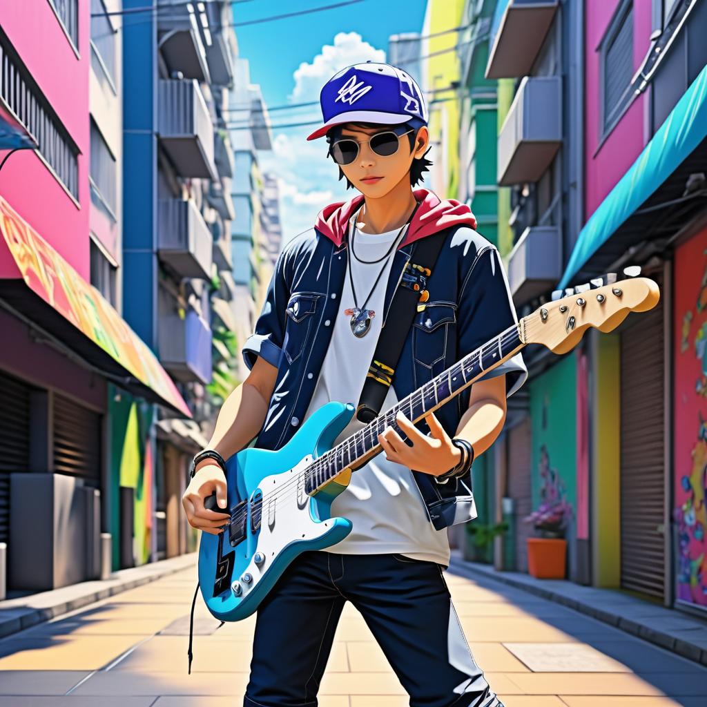 Aspiring Musician in Urban Anime Style