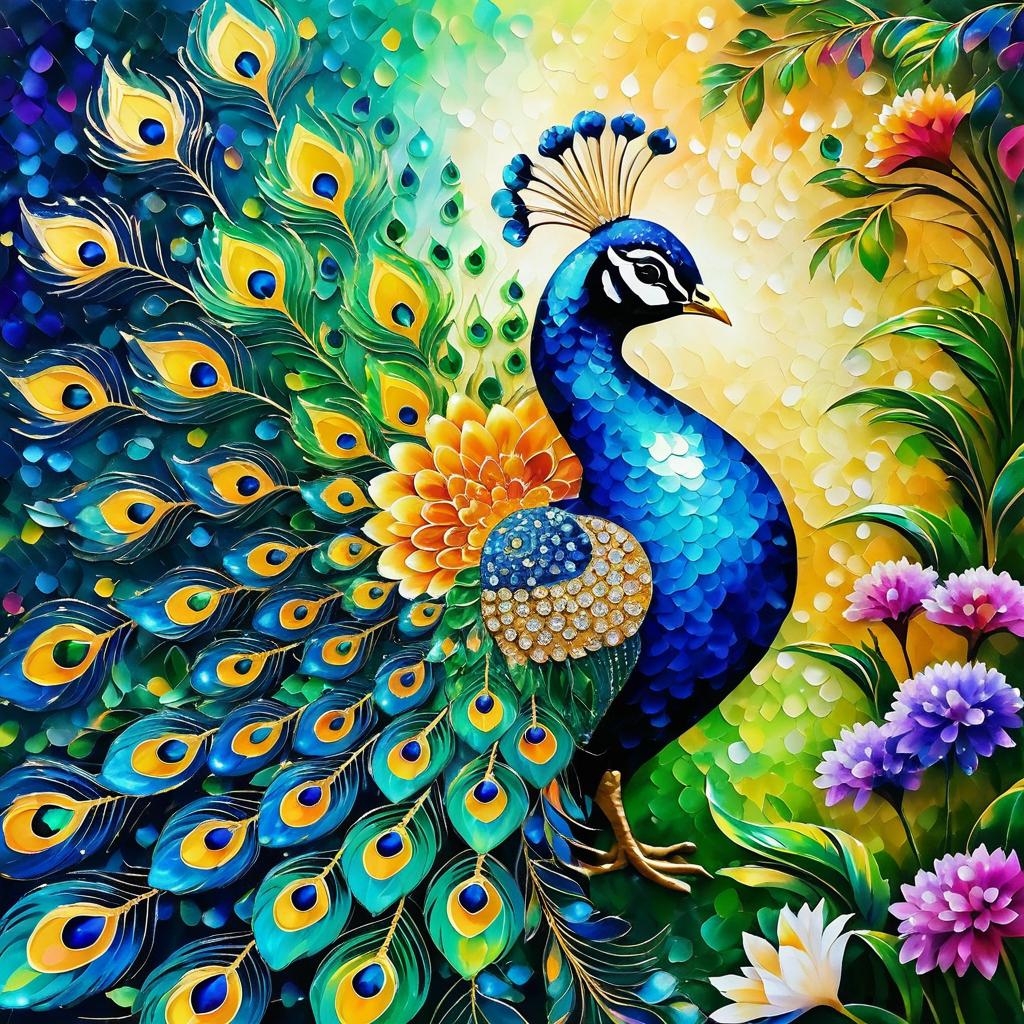 Radiant Peacock in a Lush Garden