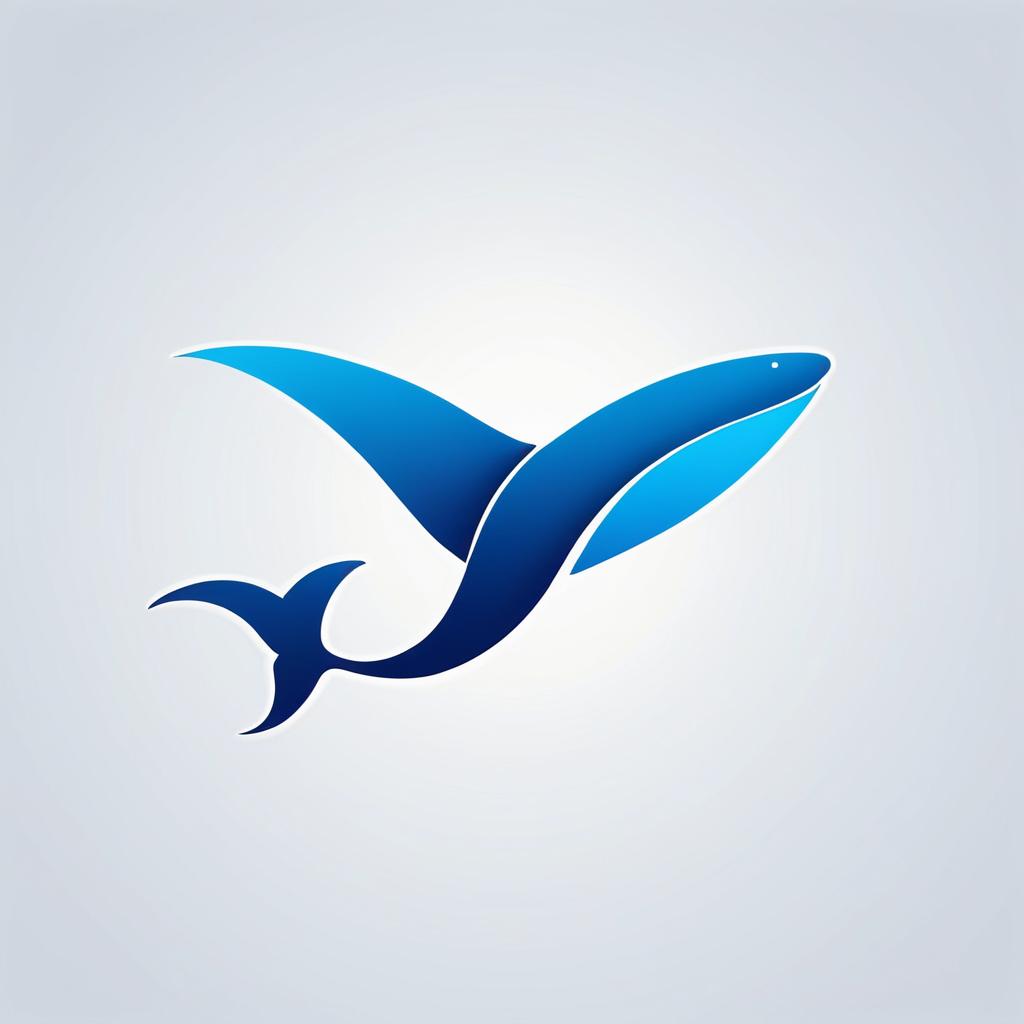 Minimalist Blue Whale Tail Logo Design