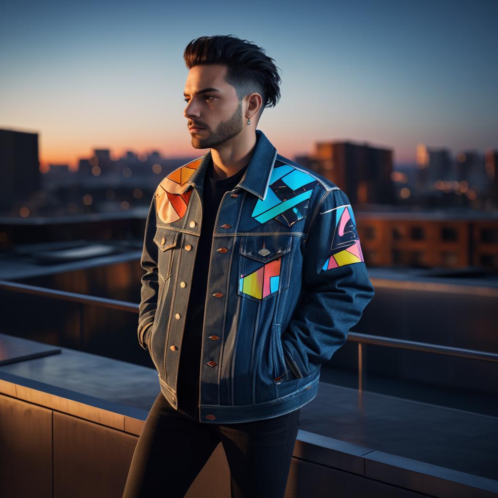 Stylish Levi's Jacket in Urban Rooftop Scene