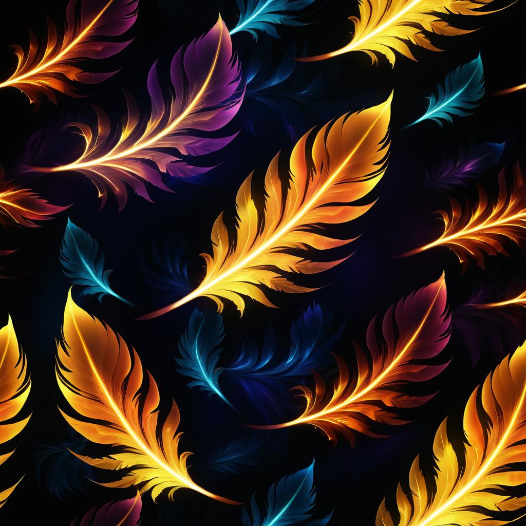 Glowing Phoenix Feather on Dark Canvas