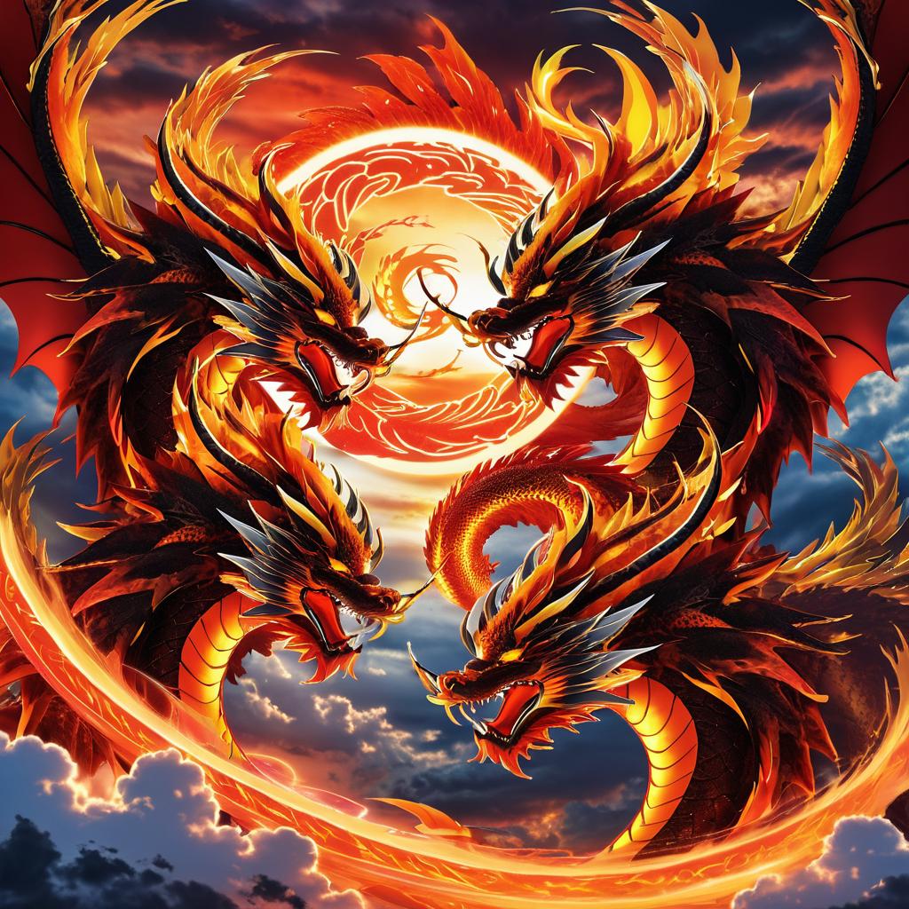 Dynamic Dragons in Fiery Flight