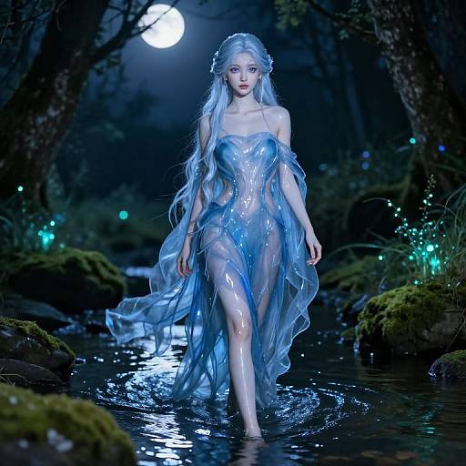 Majestic Water Nymph by Moonlit River
