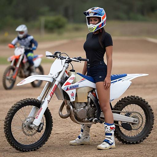 Dark Haired Model with Dirtbike Gear