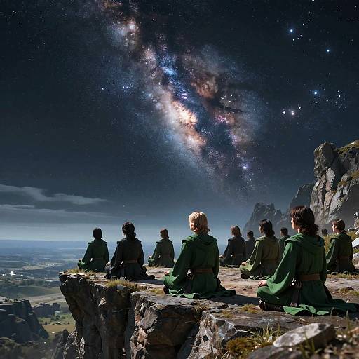 Jedi Knights Meditating Amid Cosmic Landscape