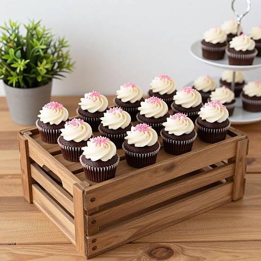 Rustic Crate of Frosted Chocolate Cupcakes