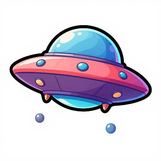 Colorful Retro Flying Saucer Sticker