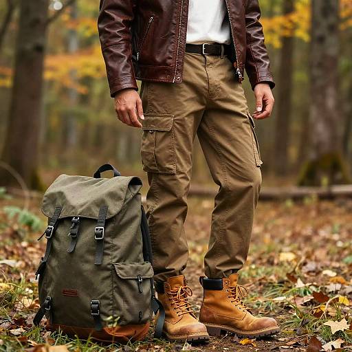 Adventurous Traveler in Leather Jacket