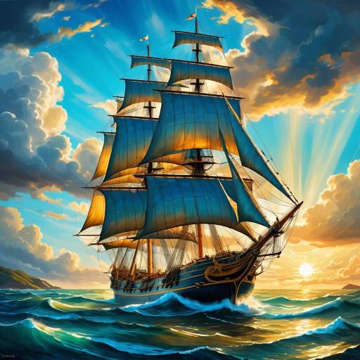 Historic Sailing Ship at Sunset