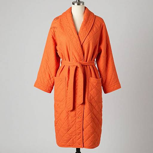 1960s Orange Quilted Housecoat Robe