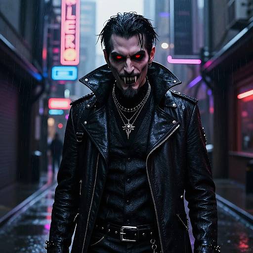 Neon Cyberpunk Vampire in Alley