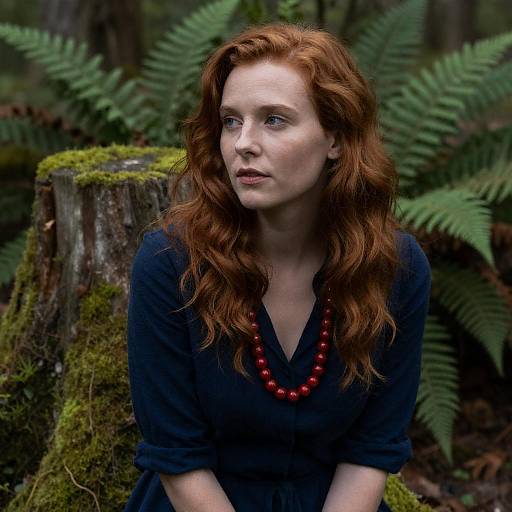 Red-haired Woman in Mossy Forest