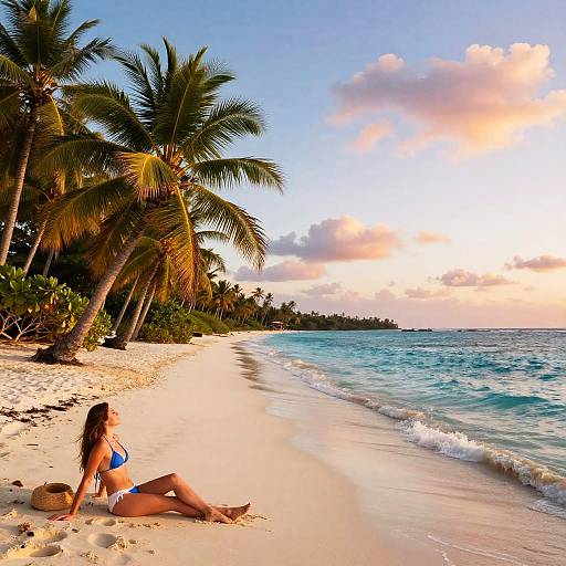 Tropical Bikini Beach Sunset Scene