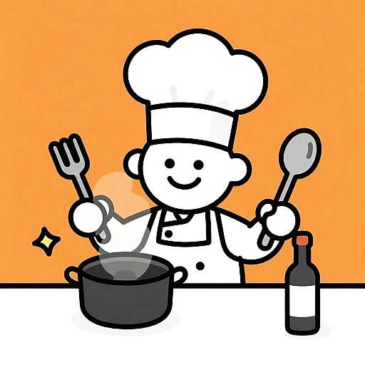 Quirky Black-and-White Cartoon Chef