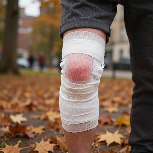 Autumn Urban Park Knee Injury